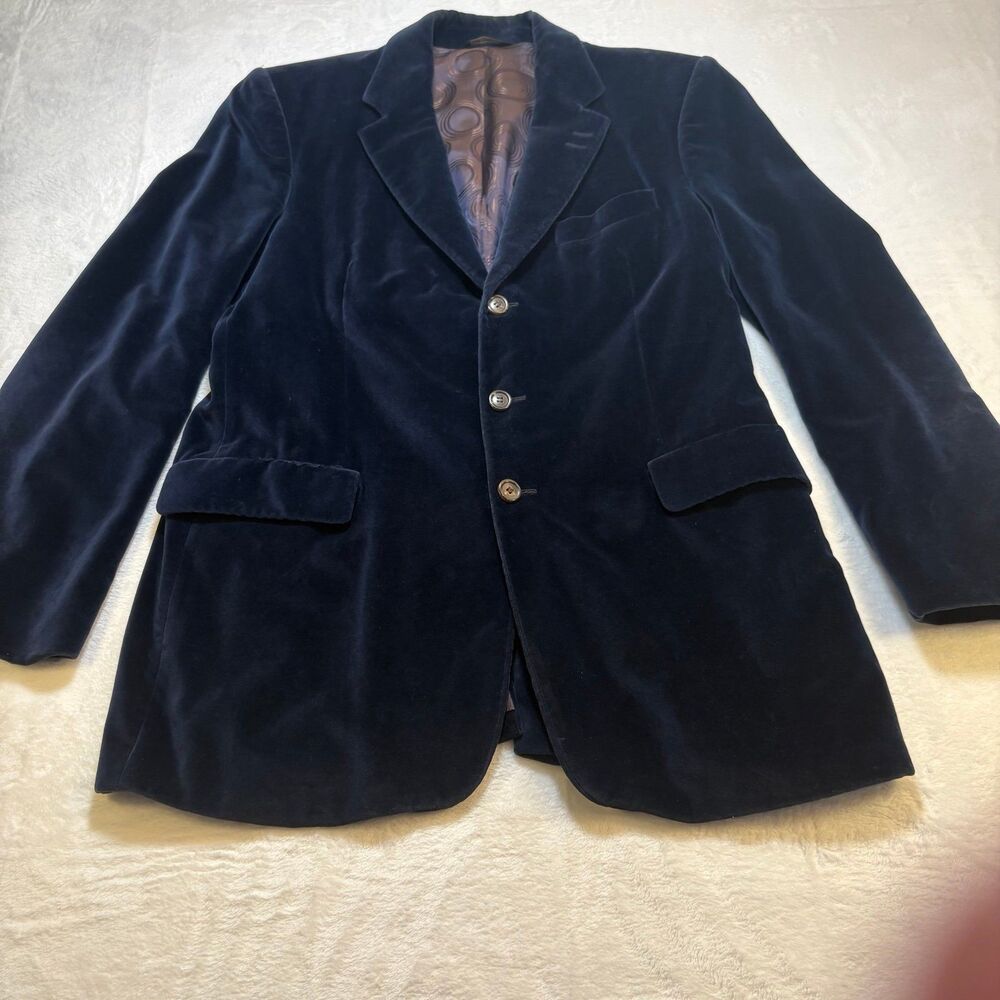Paul Smith London Navy Velvet Blazer Mens 40 Sport Coat Jacket Needs Repair